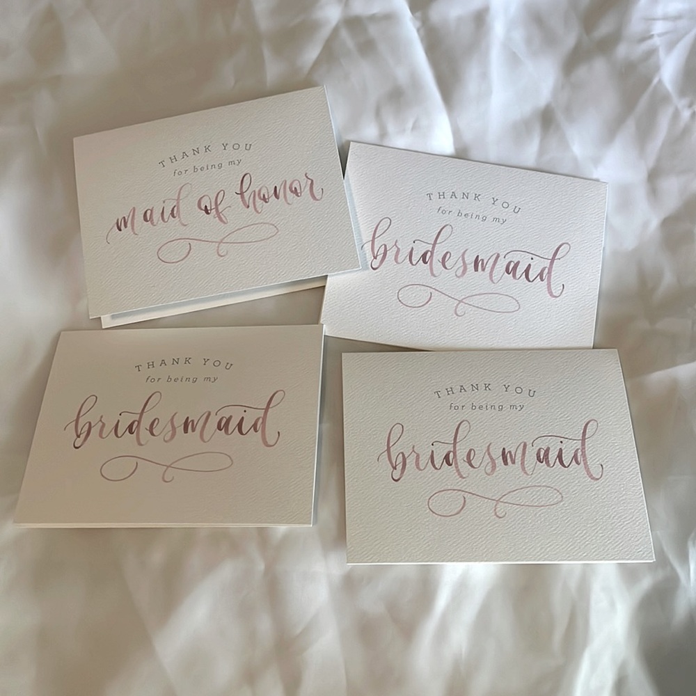 MOH & bridesmaid thank you cards